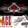 A pair of ace decals with the initials adc.