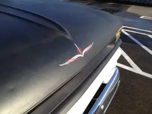 A close up of the hood and trunk on a car.