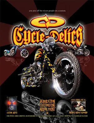 A motorcycle poster with the words " cycle-delics ".