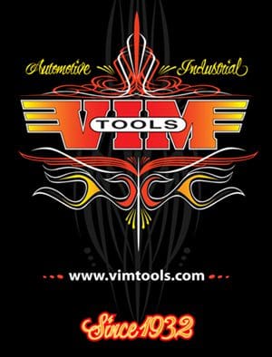 A black and red logo for vim tools