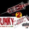 A red and white poster with the words " funky ".