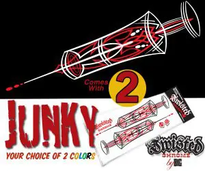 A red and white poster with the words " funky ".