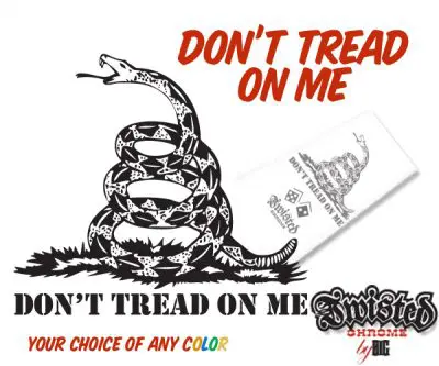 A picture of a snake with the words " don 't tread on me ".