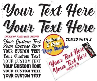 A variety of custom text and color stickers.
