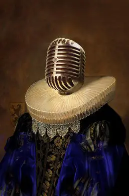 A microphone on top of a hat.