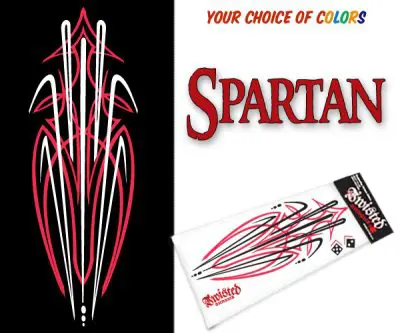 A spartan sticker is shown with the words " spartans ".